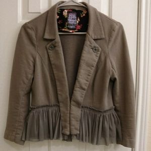 Free People Olive Cropped Jersey Blazer